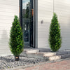 VEVOR Artificial Cedar Topiary Tree, 48 inch Tall (2 Pieces), with Extra Leaves & Pot Faux Evergreen Fake Pine Cypress Trees Plant, UV Rated Artificial Greenery Set for Home Decor Indoor/Outdoor