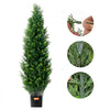 VEVOR Artificial Cedar Topiary Tree, 48 inch Tall (2 Pieces), with Extra Leaves & Pot Faux Evergreen Fake Pine Cypress Trees Plant, UV Rated Artificial Greenery Set for Home Decor Indoor/Outdoor
