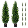 VEVOR Artificial Cedar Topiary Tree, 48 inch Tall (2 Pieces), with Extra Leaves & Pot Faux Evergreen Fake Pine Cypress Trees Plant, UV Rated Artificial Greenery Set for Home Decor Indoor/Outdoor