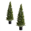 VEVOR Artificial Topiary Cedar Trees, 48 inch 2 Set Faux Pine Shrubs Plants, Fake Silk Tree Look Real, Easy Assembly for Decor Front Porch Outdoor Patio Garden Balcony Backyard Indoor Office