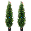 VEVOR Artificial Cedar Topiary Tree, 60 inch Tall (2 Pieces), with Extra Leaves & Pot Faux Evergreen Fake Pine Cypress Trees Plant, UV Rated Artificial Greenery Set for Home Decor Indoor/Outdoor