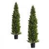 VEVOR Artificial Topiary Cedar Trees, 60 inch 2 Set Faux Pine Shrubs Plants, Fake Silk Tree Look Real, Easy Assembly for Decor Front Porch Outdoor Patio Garden Balcony Backyard Indoor Office
