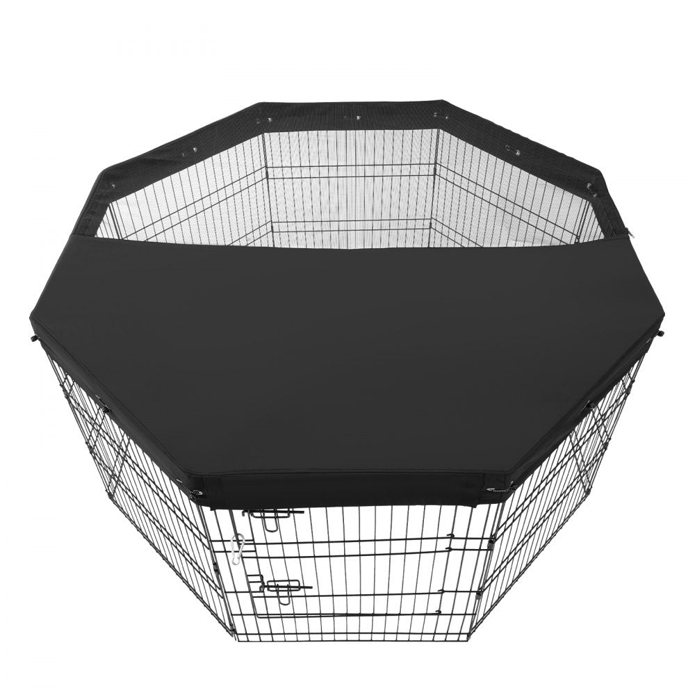 VEVOR Dog Playpen, 8 Pcs 30"H x 24"W Panels Foldable Metal Pet Exercise Pen, Dog Fence Indoor and Outdoor Pen with Door, 600D Oxford Fabric Top Cover, Pet Playpen for Dogs, Cats, Other Small Animals