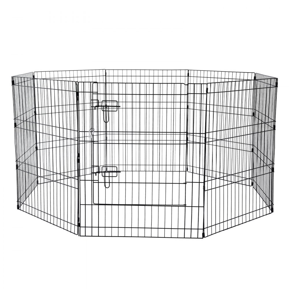 VEVOR Dog Playpen, 8 Pcs 30"H x 24"W Panels Foldable Metal Pet Exercise Pen, Dog Fence Indoor and Outdoor Pen with Door, 600D Oxford Fabric Top Cover, Pet Playpen for Dogs, Cats, Other Small Animals