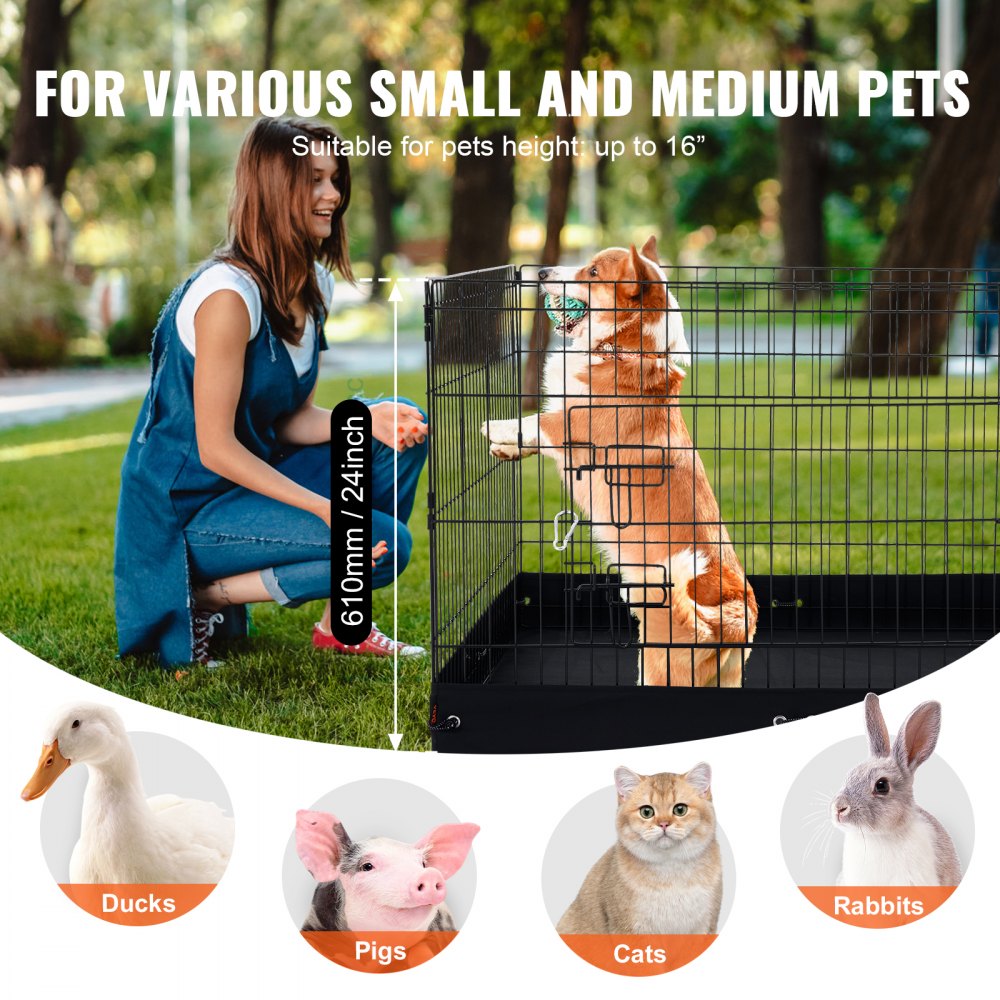 VEVOR Dog Playpen, 4 Pcs 24 x 36 in Panels Foldable Metal Pet Exercise Pen, Dog Fence Indoor and Outdoor Pen with Door, Top Cover, and Bottom Pad, Pet Playpen for Dogs, Cats and Other Small Animals