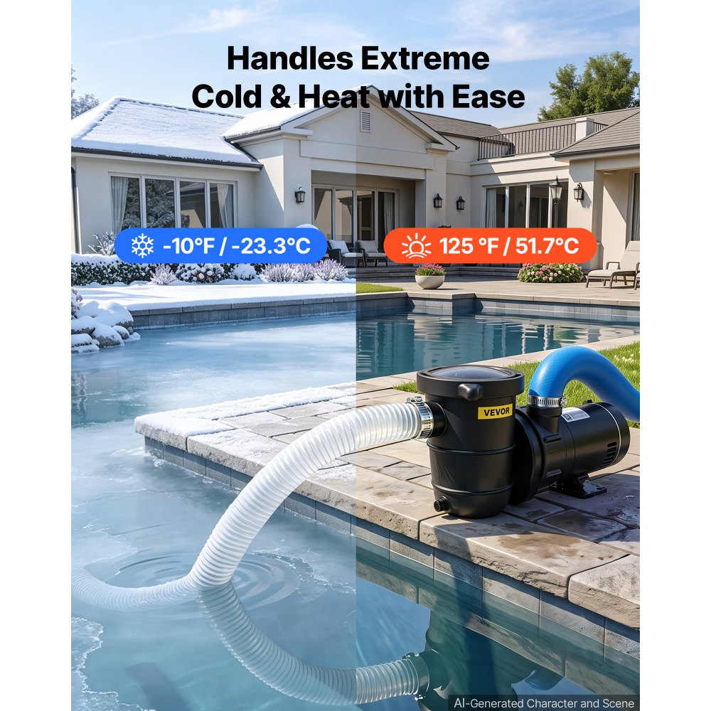 VEVOR Suction Hose 2" x 25 ft Heavy Duty PVC Suction Pump Hose Assembly, for Swimming Pools Trash Pump, Water Transfer, High Pressure Resistance, Weather-Proof & Burst-Resistant, with Clamps, White