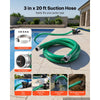 VEVOR Suction Hose 3" x 20 ft Heavy Duty PVC Suction Pump Hose Assembly, for Swimming Pool Trash Pump, 60 PSI Max Pressure, Weather & Burst-Resistant, Male x Female Cam and Groove Fittings, Green