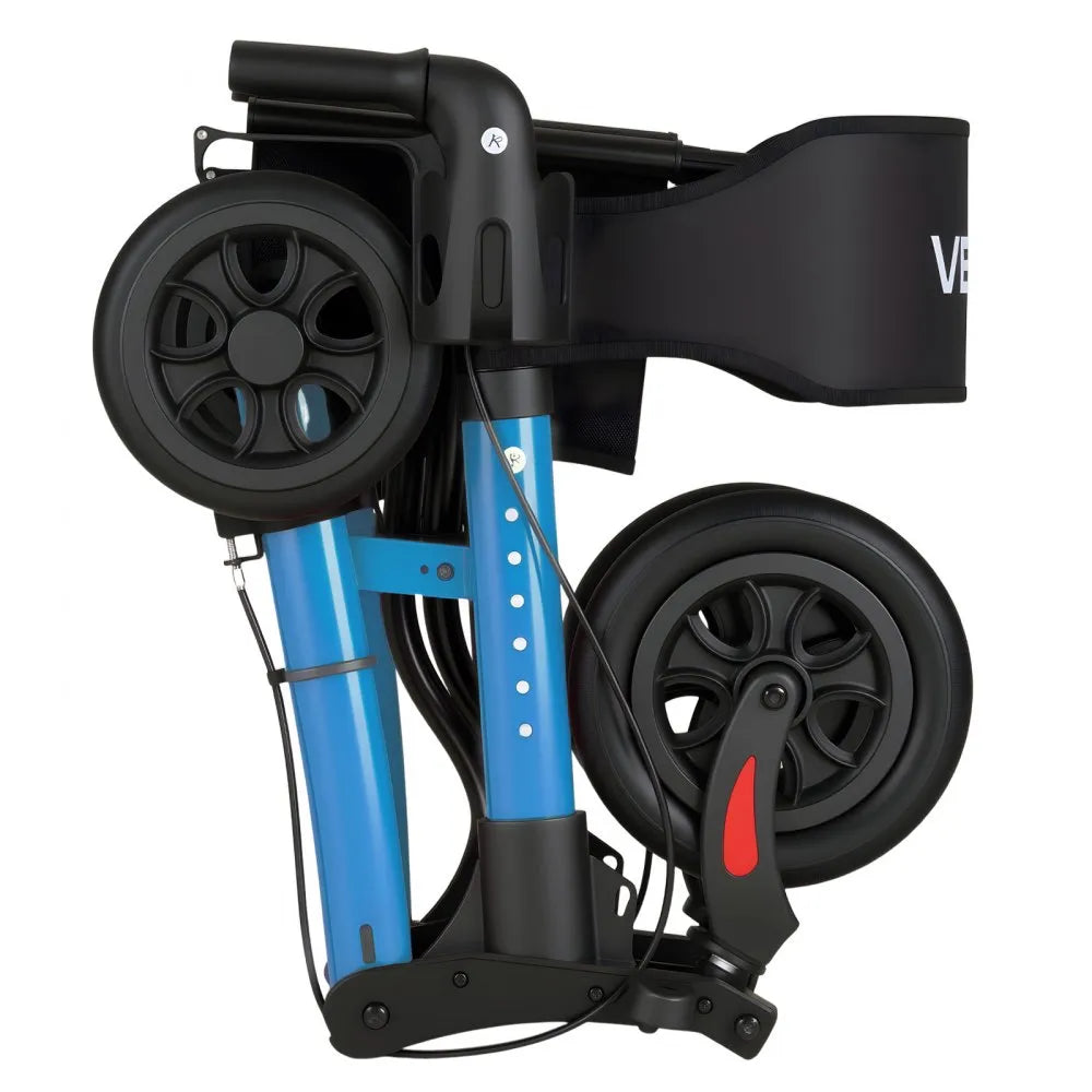 VEVOR Rollator Walker with Seat for Seniors, Ultra Compact 3-Fold Rolling Walker, Lightweight Aluminum Mobility Walking Aid with PU Solid Wheels, Adjustable Handle, Cup & Cane Holder - Supports 300LBS