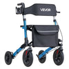 VEVOR Rollator Walker with Seat for Seniors, Ultra Compact 3-Fold Rolling Walker, Lightweight Aluminum Mobility Walking Aid with PU Solid Wheels, Adjustable Handle, Cup & Cane Holder - Supports 300LBS