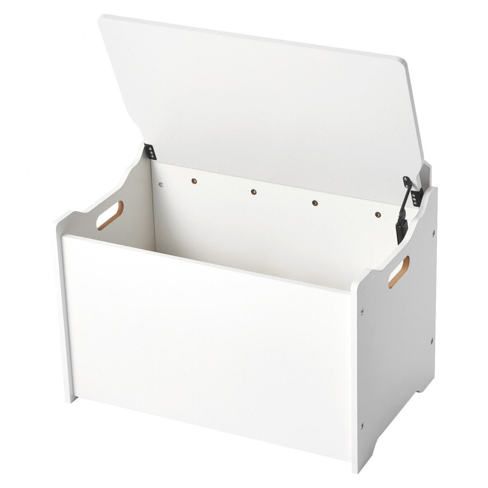 VEVOR Kids Storage Bench, Wooden Toy Box Chest with Backrest, Large Storage Cabinet with Safety Hinge, Toddlers Storage Bench for Playroom, Living Room or Entryway, 23.5 x 14.5 x 21.46 in, White