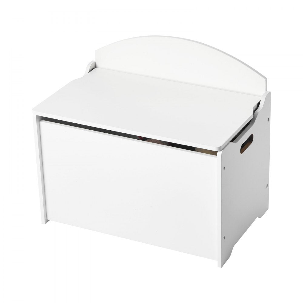 VEVOR Kids Storage Bench, Wooden Toy Box Chest with Backrest, Large Storage Cabinet with Safety Hinge, Toddlers Storage Bench for Playroom, Living Room or Entryway, 23.5 x 14.5 x 21.46 in, White