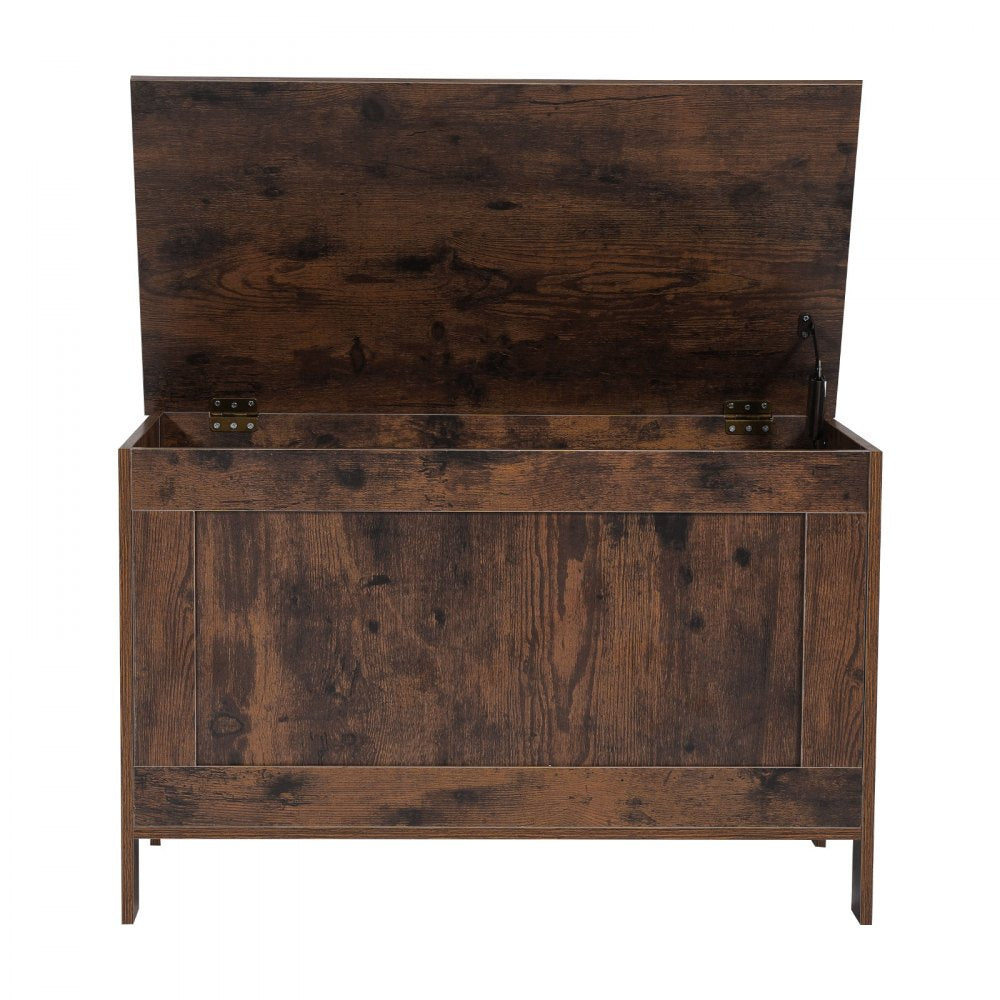 VEVOR Kids Storage Bench, Wooden Toy Box Chest, Large Storage Cabinet with Safety Hinge, Toddlers Retro Storage Bench for Playroom, Living Room or Entryway, 29.7 x 15.3 x 18.9 in, Easy Assembly, Brown