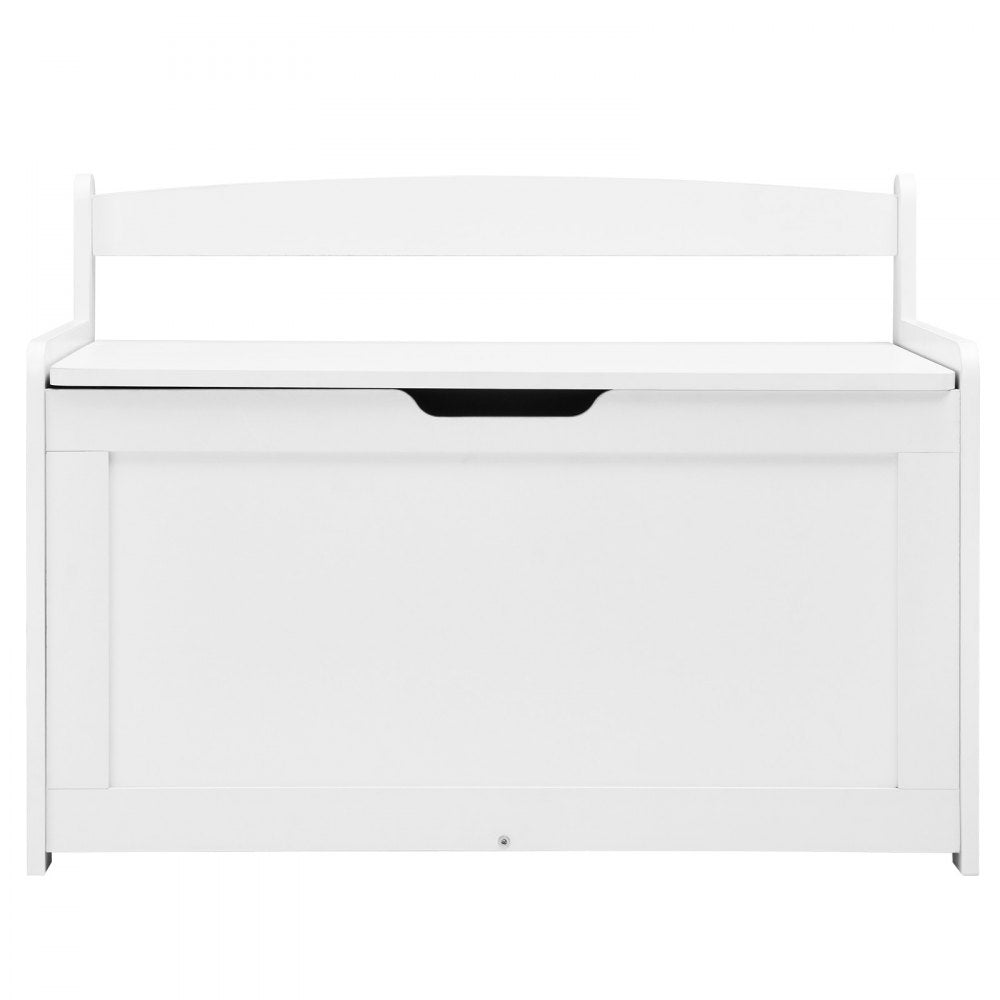 VEVOR Wooden Toy Chest for Kids, Toddler Toy Storage Box with Flip-Top Lid and Safety Hinge, 32.68 x 17.91 x 24.02" Large Kids Storage Bench for Playroom, Bedroom, Living Room or Entryway, White