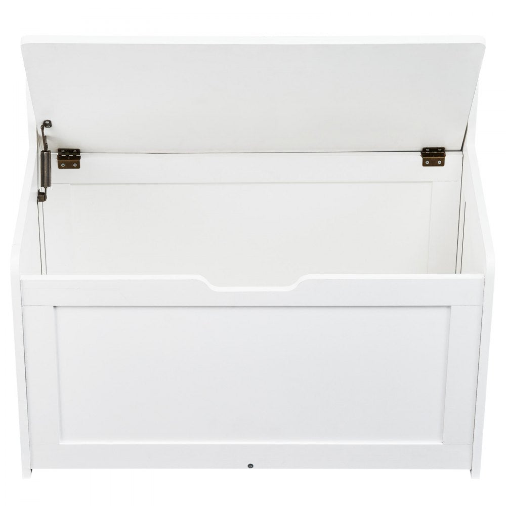VEVOR Wooden Toy Chest for Kids, Toddler Toy Storage Box with Flip-Top Lid and Safety Hinge, 32.68 x 17.91 x 24.02" Large Kids Storage Bench for Playroom, Bedroom, Living Room or Entryway, White