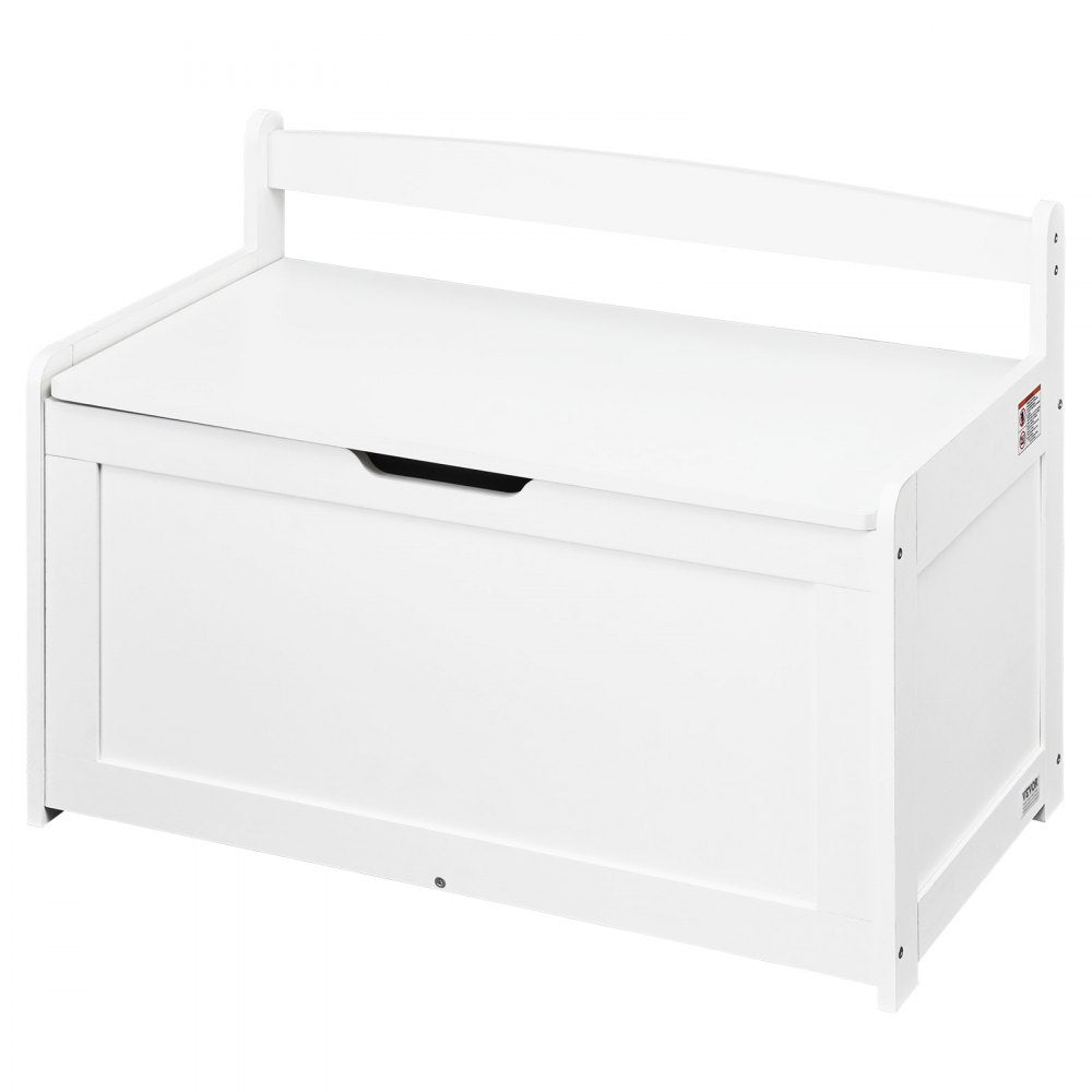 VEVOR Wooden Toy Chest for Kids, Toddler Toy Storage Box with Flip-Top Lid and Safety Hinge, 32.68 x 17.91 x 24.02" Large Kids Storage Bench for Playroom, Bedroom, Living Room or Entryway, White
