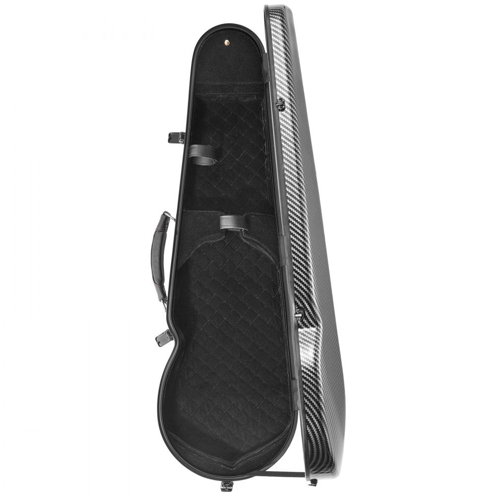 VEVOR 4/4 Full Size Violin Case, Built-in Hygrometer, Lightweight Portable Travel Carrying Bag, with Plush Lining, Dual Shoulder Straps, Anti-Scratch, Professional Triangular Shape, for Violin, Black