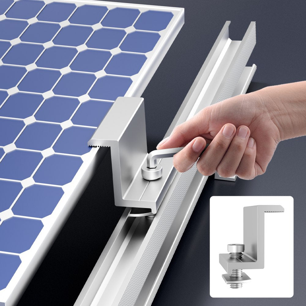 VEVOR Solar Panel Mounting Brackets, Solar Panel Mount Kit with 10 x 4" Mini Rails, 4 End Clamps and 6 Mild Clamps, Solar Panel Mount Brackets for Metal Roof, Concrete Roof, Wood Roof, Tile Roof