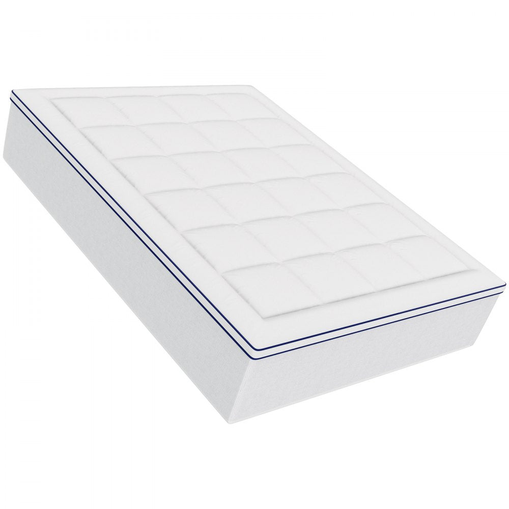 VEVOR Mattress Topper, Queen Size, 1" Thickness, Fiber Fill Pad with Detachable and Washable Layer, Comfortable Supportive, Cooling, Breathable, with Detachable Bedside Pocket for Holding Small Items