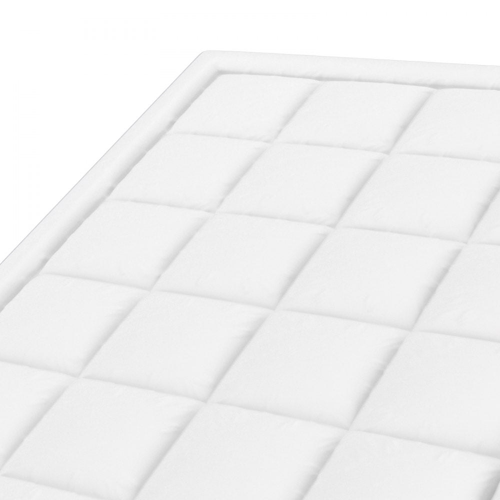 VEVOR Mattress Topper, Queen Size, 1" Thickness, Fiber Fill Pad with Detachable and Washable Layer, Comfortable Supportive, Cooling, Breathable, with Detachable Bedside Pocket for Holding Small Items
