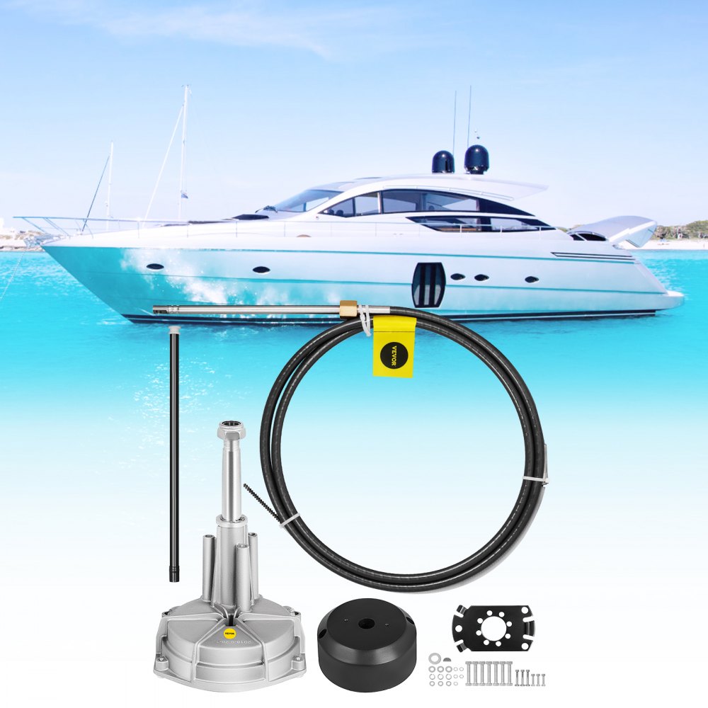 Outboard Boat Steering With 12’ Steering Cable Marine Steering System 3/4'' Shaft