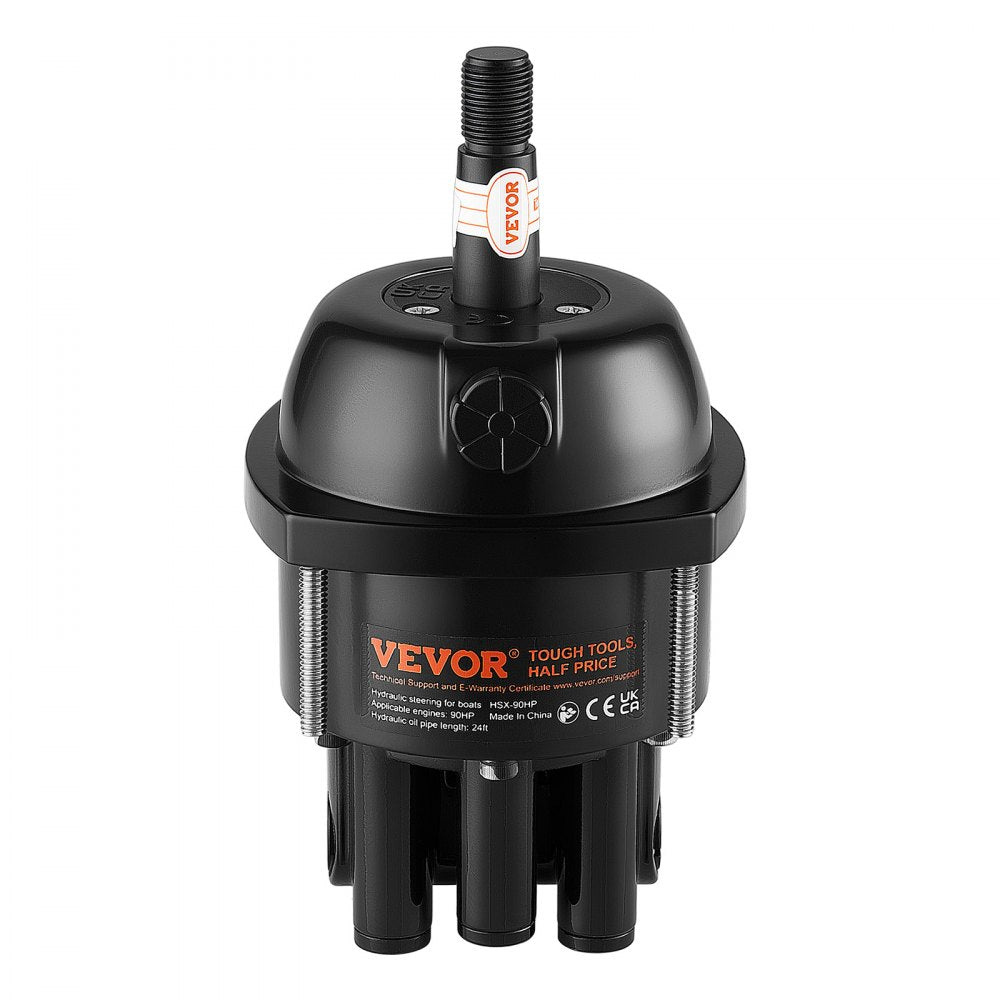 VEVOR Hydraulic Steering Kit 90HP Hydraulic Outboard Steering System 24 ft, Marine Boat Steering System, 2.5 MPa Helm Pump, Two-Way Lock Cylinder, 24 Feet High-Strength Hoses, for Single-Engine Use