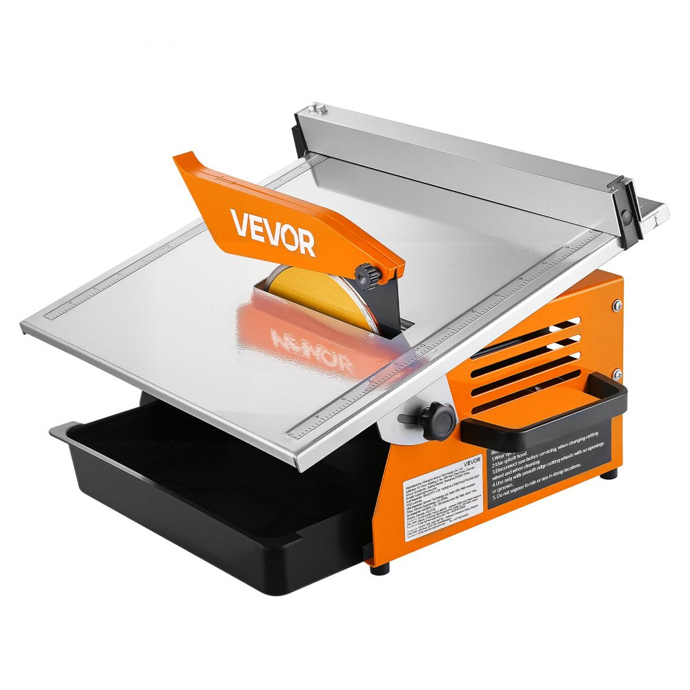 VEVOR Wet Tile Saw 7 Inch 65Mn Steel Blade 3600 RPM Tile Cutter Wet Saw, for Cutting Tiles and Stones, 0-45° Adjustable Bevel Cut, Powerful Motor, Detachable Water Reservoir, for DIY Enthusiasts