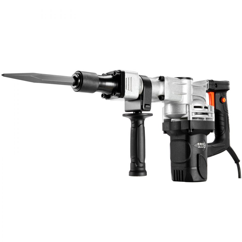 VEVOR Demolition Jack Hammer, 1400W Electric Jackhammer Heavy Duty, 2pcs Chisels Bits Chipping with Case, 2900 BPM Concrete Breaker, Gloves Black