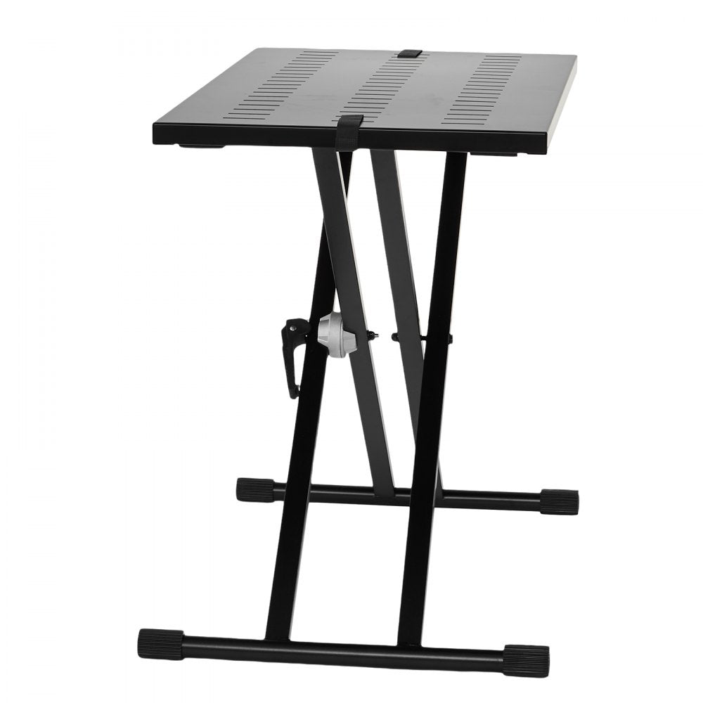 VEVOR DJ Table Stand, 32" x 20" Portable DJ Laptop and Controller Stand, Lightweight DJ Desk DJ Booth Adjustable Height DJ Stand, Foldable Double-X Braced Keyboard Stand & Tabletop, Audio Mixer Stand