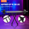 VEVOR DJ Table Stand, (32"-43") x 18" Portable DJ Laptop and Controller Stand, Lightweight DJ Desk DJ Booth Adjustable Height DJ Stand, Foldable Double-X Keyboard Stand & Tabletop, Audio Mixer Stand