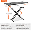 VEVOR DJ Table Stand, (32"-43") x 18" Portable DJ Laptop and Controller Stand, Lightweight DJ Desk DJ Booth Adjustable Height DJ Stand, Foldable Double-X Keyboard Stand & Tabletop, Audio Mixer Stand