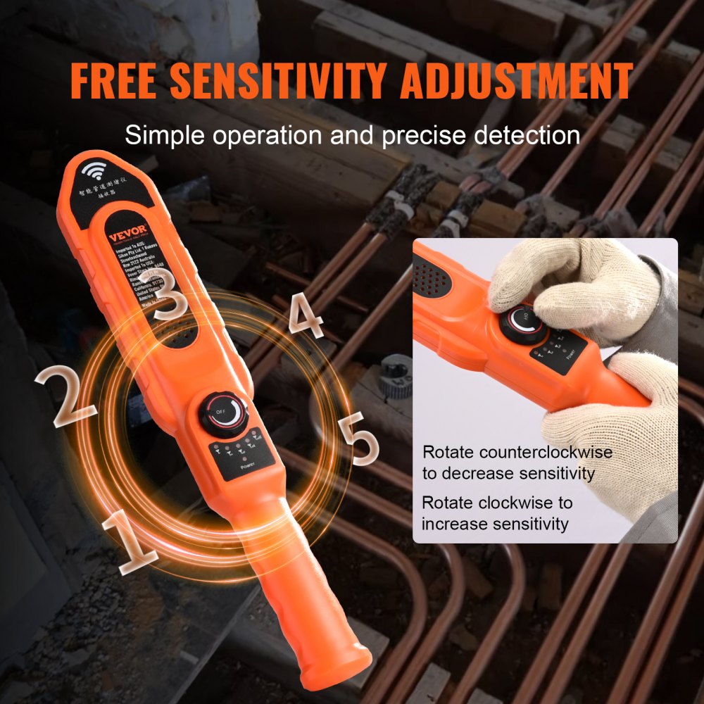 VEVOR Pipe Locators, 100ft/30m PVC Pipe Locators Underground, IP67 Waterproof Pipe Blockage Detector with Adjustable Sensitivity, Sewer Wall Scanner Plumbing Tool for PVC Plastic Metal Water Pipes