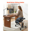 VEVOR Ergonomic Kneeling Chair with Wheels, Mobile X-Shaped Posture Knee Chair with Adjustable Height & Thick Foam Cushions, Natural Relief for Neck or Back Pain for Home, Office or Meditation, Black