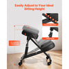 VEVOR Ergonomic Kneeling Chair with Wheels, Mobile X-Shaped Posture Knee Chair with Adjustable Height & Thick Foam Cushions, Natural Relief for Neck or Back Pain for Home, Office or Meditation, Black