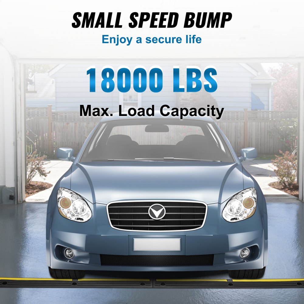 VEVOR 3.28 ft Cable Protector Ramp, 4 Pack of 1 Channel, 18000 lbs/axle Capacity Heavy Duty Rubber Speed Bumps, Floor Cord Cable Protector Wire Cover, for Residential Areas, Private Garages, Gardens