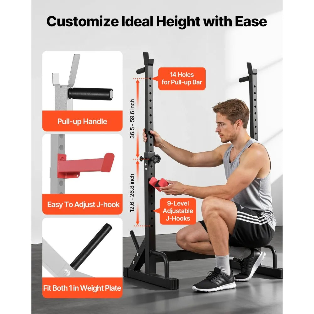 Vevor Power Cage Squat Rack Adjustable Home Gym Rack 550 lbs New ...