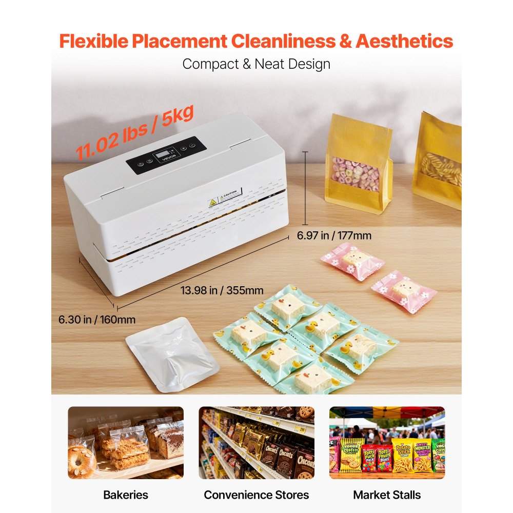 VEVOR Continuous Sealing Machine, 0.32-0.47 in Seal Width, Automatic Continuous Band Sealer with Digital Temperature Control, Automatic Shutdown, Heat Sealing Machine for 0.002-0.0.008 in Plastic Bags