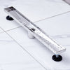 VEVOR 24Inch Linear Shower Drain Offset with Tile Insert Cover,Brushed 304 Stainless Steel Rectangle Shower Floor Drain,Linear Drain with Leveling Feet,Hair Strainer Silver