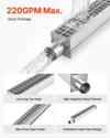 VEVOR Trench Drain, 43.3 x 5.8 x 5.5 in, Linear Drainage Channel with Carbon Steel Grate, 304 Stainless Steel Channel Drain, Premium Outdoor Drainage System for Driveway, Patio, Pool, Garden, Silver