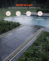 VEVOR Trench Drain, 43.3 x 5.8 x 5.5 in, Linear Drainage Channel with Carbon Steel Grate, 304 Stainless Steel Channel Drain, Premium Outdoor Drainage System for Driveway, Patio, Pool, Garden, Silver