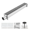 VEVOR Trench Drain, 43.3 x 5.8 x 5.5 in, Linear Drainage Channel with Carbon Steel Grate, 304 Stainless Steel Channel Drain, Premium Outdoor Drainage System for Driveway, Patio, Pool, Garden, Silver