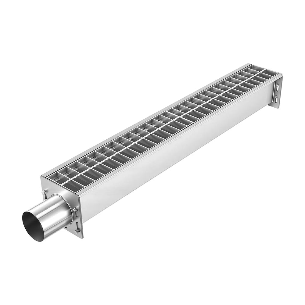 VEVOR Trench Drain, 43.3 x 5.8 x 5.5 in, Linear Drainage Channel with Carbon Steel Grate, 304 Stainless Steel Channel Drain, Premium Outdoor Drainage System for Driveway, Patio, Pool, Garden, Silver