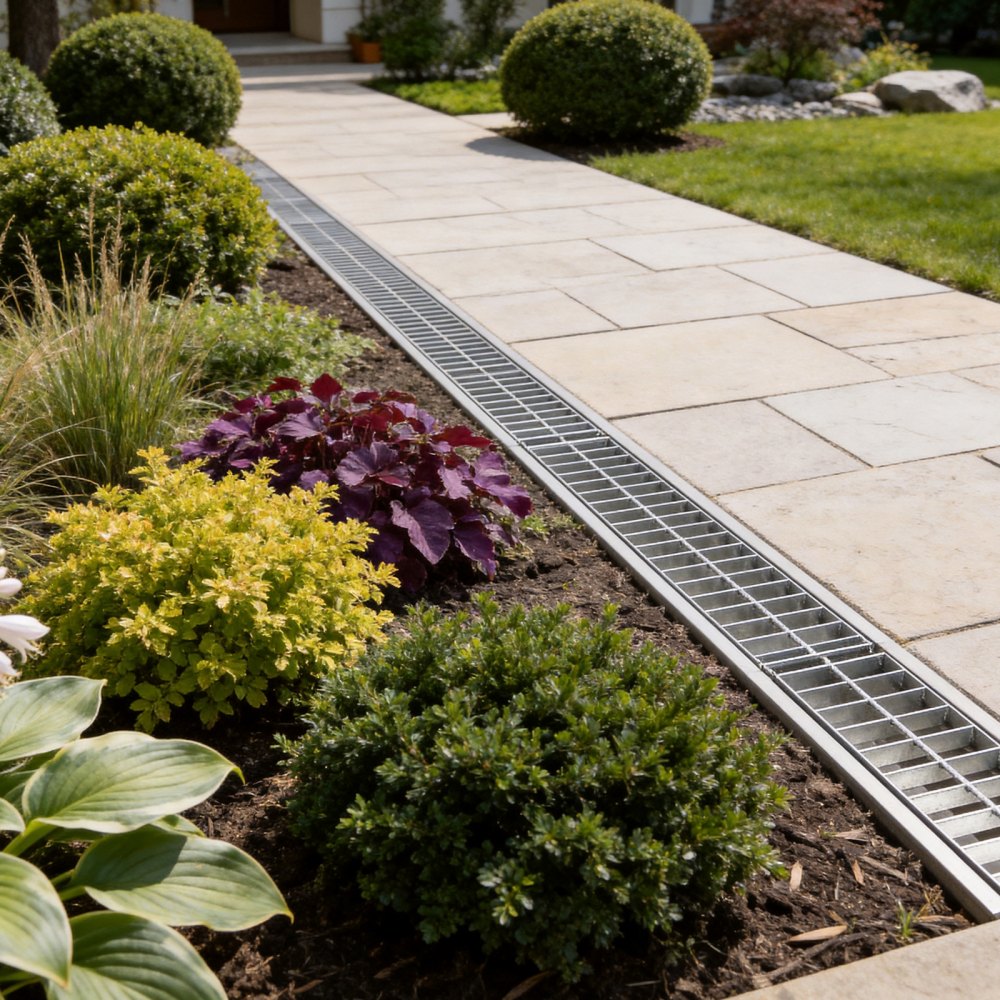 VEVOR Trench Drain, 39.3 x 5.8 x 5.5 in, Linear Drainage Channel with Galvanized Steel Grate, 304 Stainless Steel Channel Drain, Outdoor Drainage System for Driveway, Patio, Pool, Garden, Silver