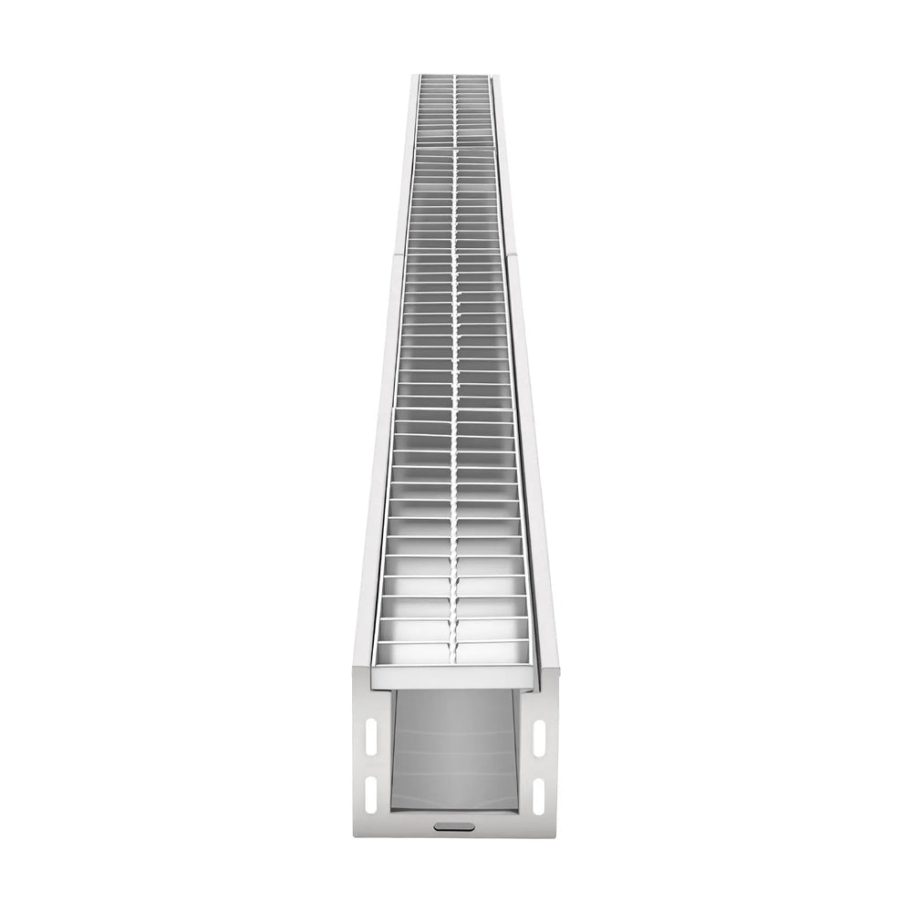 VEVOR Trench Drain, 39.3 x 5.8 x 5.5 in, Linear Drainage Channel with Galvanized Steel Grate, 304 Stainless Steel Channel Drain, Outdoor Drainage System for Driveway, Patio, Pool, Garden, Silver