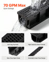 VEVOR Trench Drain, 40.2 x 6.6 x 5.5 in, 3 Pack Linear Drainage Channel, HDPE Channel Drain with Grates & End Caps, Premium Outdoor Drainage System for Driveway, Patio, Pool, Garden, Yard, Black