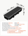 VEVOR Trench Drain, 20.1 x 5.5 x 3.5 in, 12 Pack Linear Drainage Channel, HDPE Channel Drain with Grates & End Caps, Premium Outdoor Drainage System for Driveway, Patio, Pool, Garden, Yard, Black