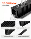 VEVOR Trench Drain, 40.1 x 6.1 x 8.0 in, 4 Pack Linear Drainage Channel, HDPE Channel Drain with Grates & End Caps, Premium Outdoor Drainage System for Driveway, Patio, Pool, Garden, Yard, Black