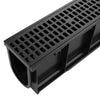 VEVOR Trench Drain, 40.1 x 6.1 x 8.0 in, 4 Pack Linear Drainage Channel, HDPE Channel Drain with Grates & End Caps, Premium Outdoor Drainage System for Driveway, Patio, Pool, Garden, Yard, Black