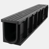 VEVOR Trench Drain, 40.1 x 6.1 x 8.0 in, 4 Pack Linear Drainage Channel, HDPE Channel Drain with Grates & End Caps, Premium Outdoor Drainage System for Driveway, Patio, Pool, Garden, Yard, Black