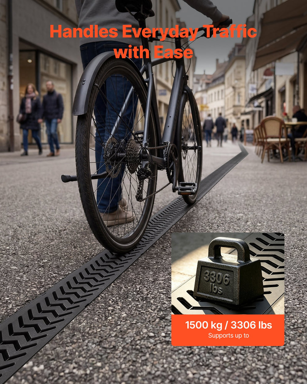 VEVOR Trench Drain, 39.6 x 4.1 x 2.4 in, 5 Pack Linear Drainage Channel, HDPE Channel Drain with Grates & End Caps, Premium Outdoor Drainage System for Driveway, Patio, Pool, Garden, Yard, Black