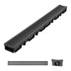 VEVOR Trench Drain, 39.6 x 4.1 x 2.4 in, 5 Pack Linear Drainage Channel, HDPE Channel Drain with Grates & End Caps, Premium Outdoor Drainage System for Driveway, Patio, Pool, Garden, Yard, Black